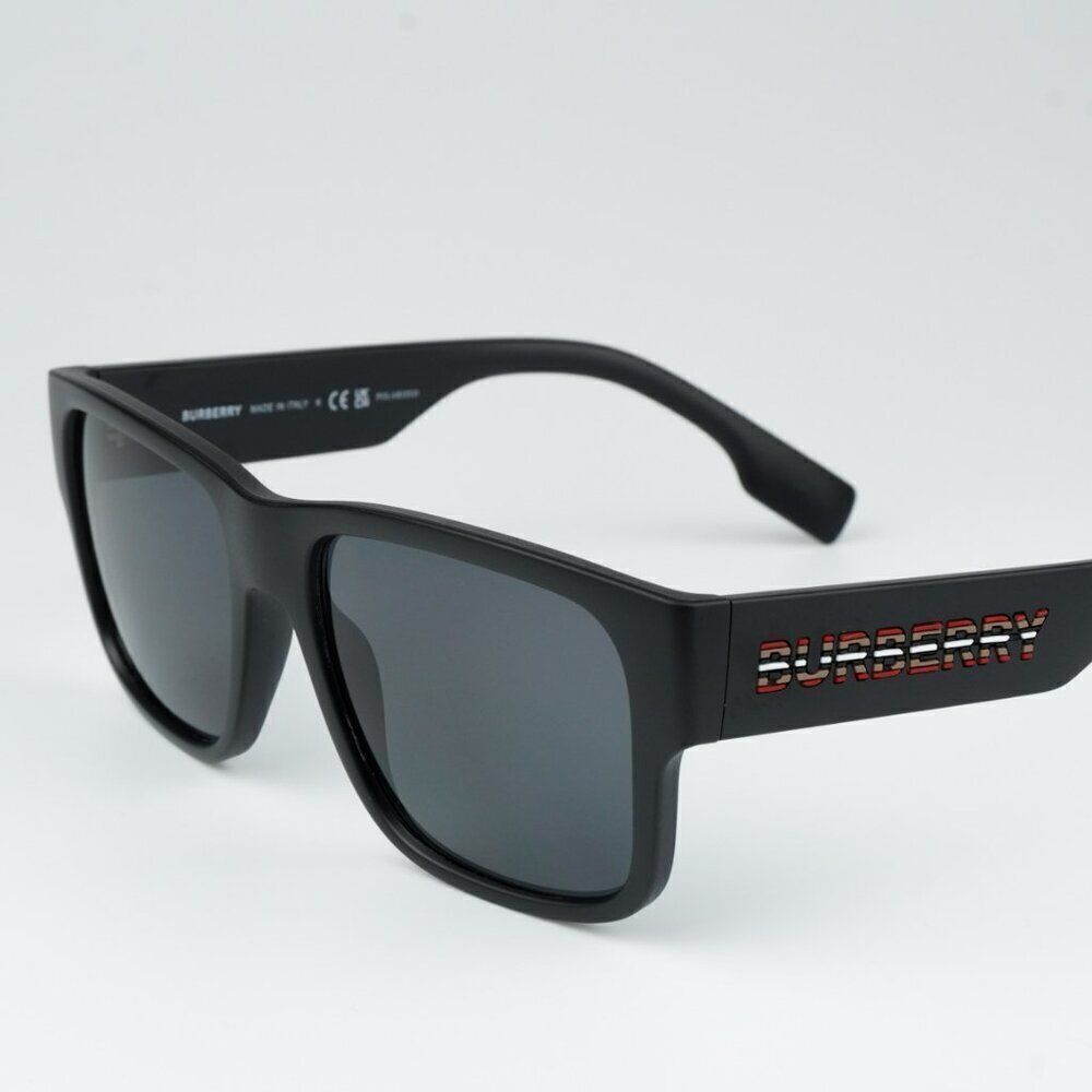 NEW Burberry BE4358 KNIGHT 346481 Matte Black Dark Grey Polarized Men Sunglasses